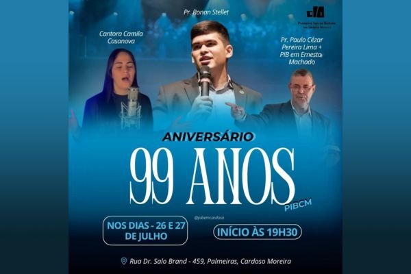 PRIMEIRA IGREJA BATISTA DE CARDOSO MOREIRA CELEBRA 99 ANOS DE FÉ E HISTÓRIA.