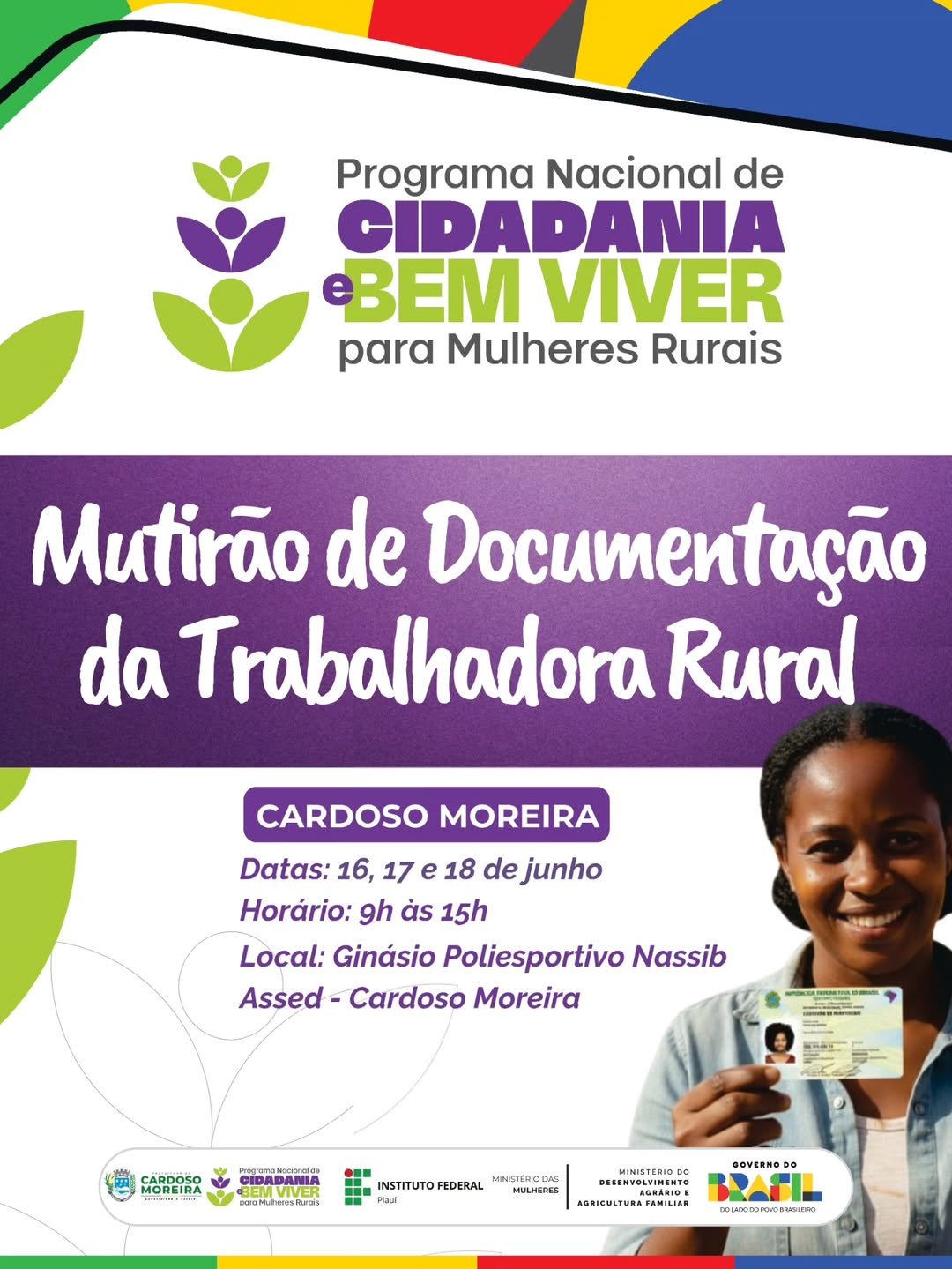 🌾📄 MUTIRÃO DE DOCUMENTAÇÃO DA TRABALHADORA RURAL CHEGA A CARDOSO MOREIRAA Superintendência do